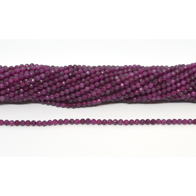 Ruby Faceted 3mm round strand 135 beads