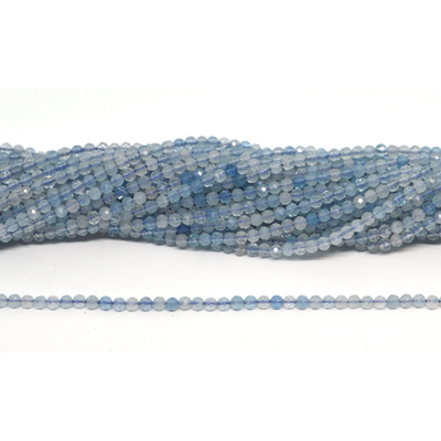 Aquamarine A Faceted 3mm round strand 125 beads