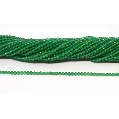 Green Onyx A Faceted 3mm round strand 125 beads