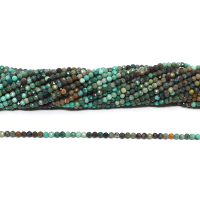 Turquoise shaded Faceted 3mm round strand 125 beads