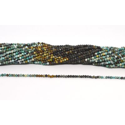 Turquoise shaded Faceted 2mm round strand 200 beads