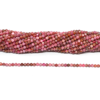 Brazilian Rhodochrosite Faceted 3mm round strand 125 beads