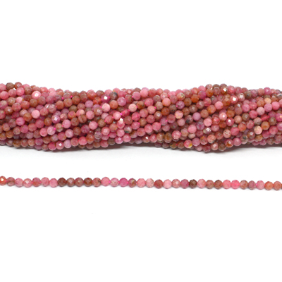 Brazilian Rhodochrosite Faceted 3mm round strand 125 beads