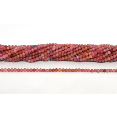 Brazilian Rhodochrosite Faceted 3mm round strand 120 beads