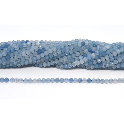 Aquamarine A Faceted 4mm round strand 95 beads