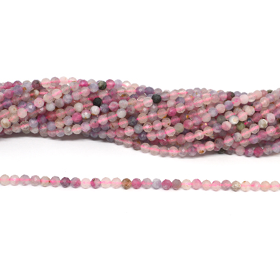 Pink Tourmaline Faceted 4mm round strand 100 beads