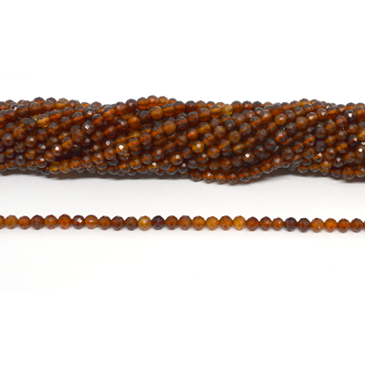 Hessonite Garnet Faceted 4mm round strand 95 beads