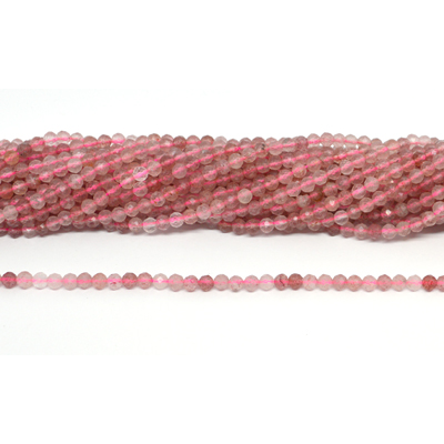 Strawberry Quartz Faceted 4mm round strand 100 beads