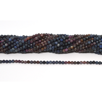 Ruby & Sapphire Faceted 4mm round strand 100 beads