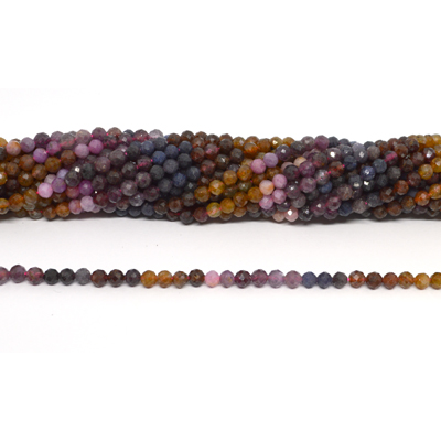 Ruby & Sapphire Faceted 4.5mm round strand 88 beads