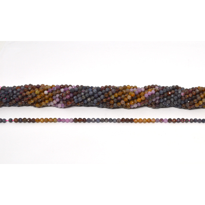 Ruby & Sapphire Faceted 3.8mm round strand 110 beads