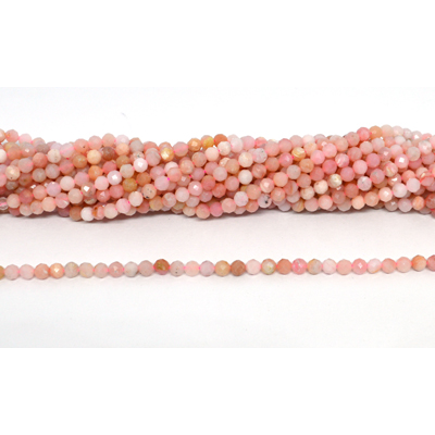 Pink Opal Peruvian Faceted 4mm round strand 93 beads