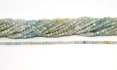 Aquamarine shaded Faceted 4mm round strand 90 beads-beads incl pearls-Beadthemup