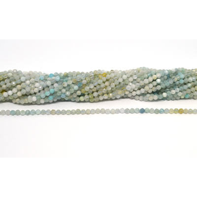 Aquamarine shaded Faceted 4mm round strand 90 beads