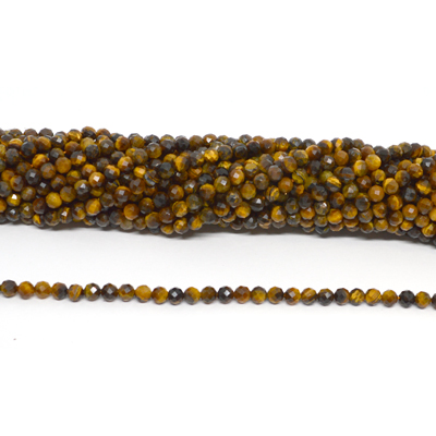Tiger Eye Faceted 4mm round strand 90 beads