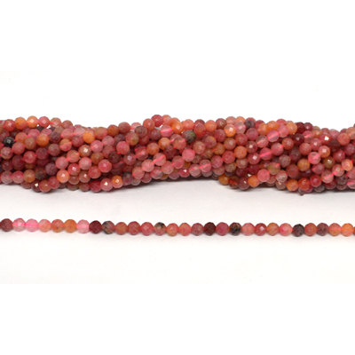 Brazilian Rhodochrosite Faceted 4mm round strand 88 beads