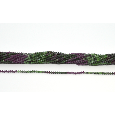 Ruby Zoisite shaded Faceted 2mm round strand 158 beads