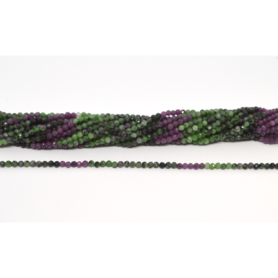Ruby Zoisite shaded Faceted 3mm round strand 134 beads