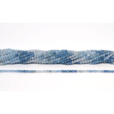 Aquamarine AB shaded Faceted 3mm round strand 120 beads