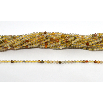 Rutile Quartz Faceted 2mm round strand 160 beads