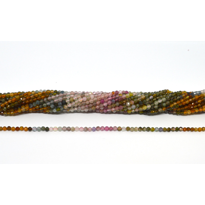 Tourmaline A shaded Faceted 3mm round strand 130 beads
