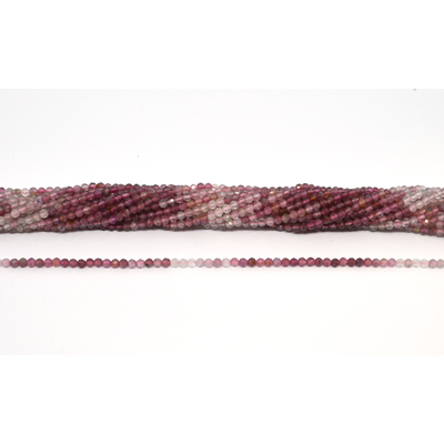 Pink Tourmaline A shaded Faceted 3mm round strand 130 beads