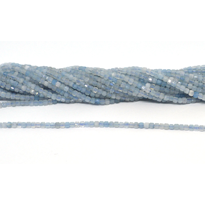 Aquamarine AB Faceted 2mm Cube strand 165 beads