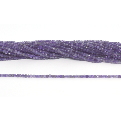 Amethyst light Faceted 2mm Cube strand 168 beads
