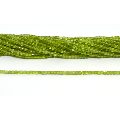 Peridot Faceted 3mm Cube strand 135 beads