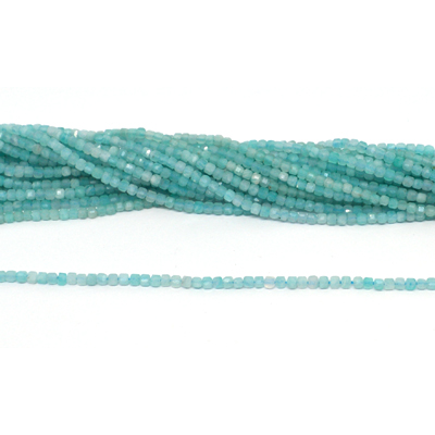 Amazonite A Faceted 2mm Cube strand 180 beads