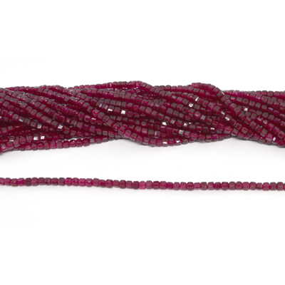 Red Jade Faceted 2mm Cube strand 160 beads
