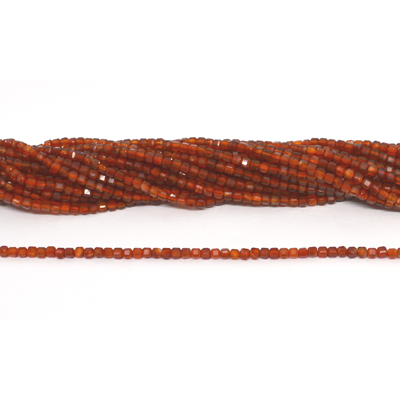 Carnelian A Faceted 2mm Cube strand 150 beads