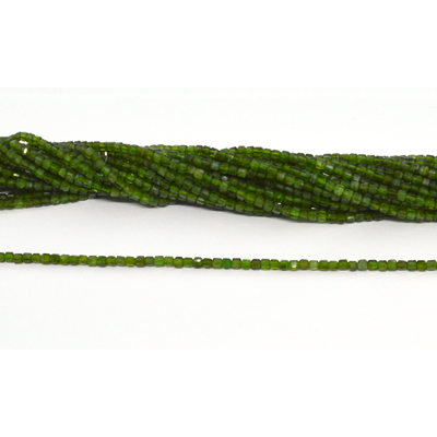 Chrome Diopside Faceted 2mm Cube strand 160 beads