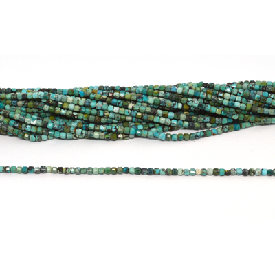 Turquoise Faceted 2mm Cube strand 160 beads