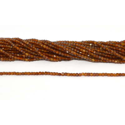 Hessonite Garnet Faceted 3mm Cube strand 127 beads