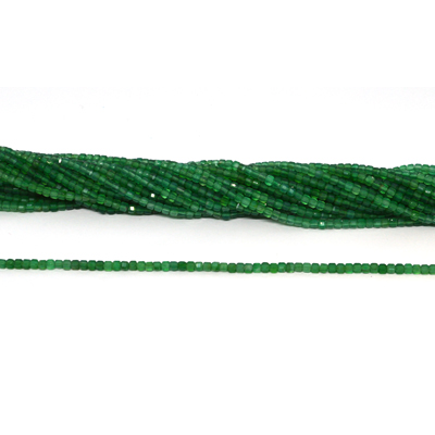 Green Onyx A Faceted 2mm Cube strand 145 beads