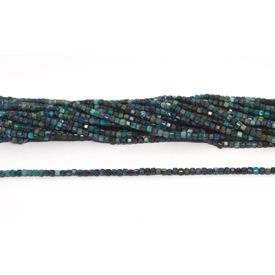 Azurite Faceted 2mm Cube strand 160 beads