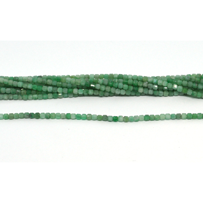 Emerald AAA Faceted 2mm Cube strand 150 beads
