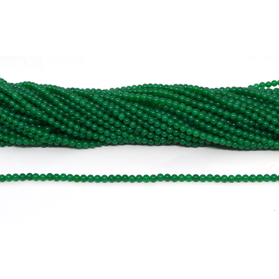 Green Onyx A Polished 3mm round strand 126 beads