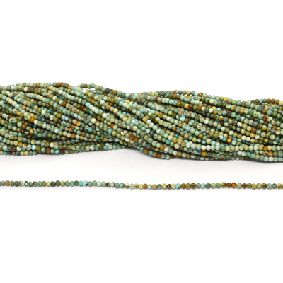 Turquoise natural  Polished 2mm round strand 190 beads