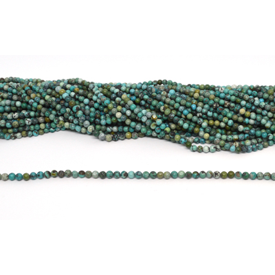 Turquoise natural  Polished 3mm round strand 130 beads