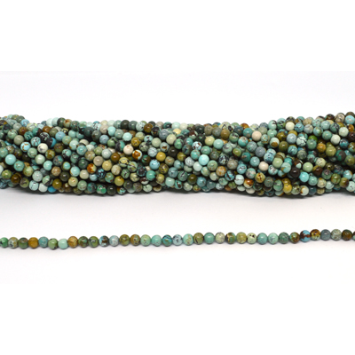 Turquoise natural  Polished 4mm round strand 80 beads