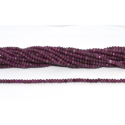 Ruby Faceted Rondel 3x4mm strand 130 beads