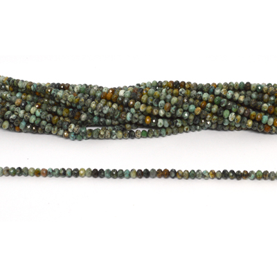 African Turquoise Faceted Rondel 3x4mm strand 130 beads