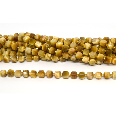Golden Tiger Eye Faceted Cube 8mm strand 39 beads