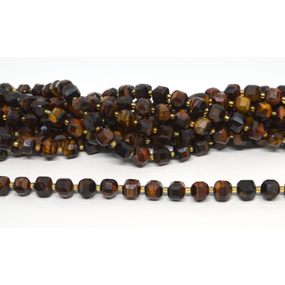 Red Tiger Eye Faceted Cube 8mm strand 36 beads