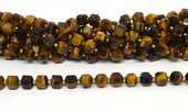 Yellow tiger Eye Faceted Cube 8mm strand 37 beads-beads incl pearls-Beadthemup
