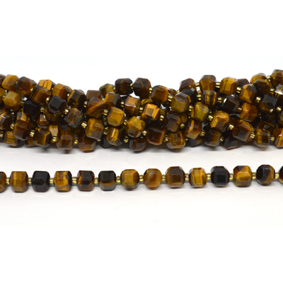 Yellow tiger Eye Faceted Cube 8mm strand 37 beads