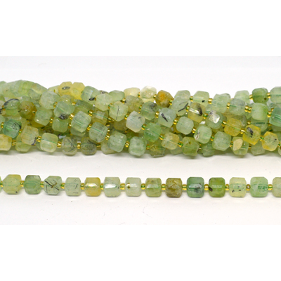 Prehnite Faceted Cube 8mm strand 40 beads