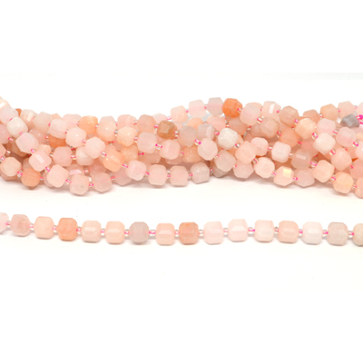 Pink Adventurine Faceted Cube 8mm strand 36 beads